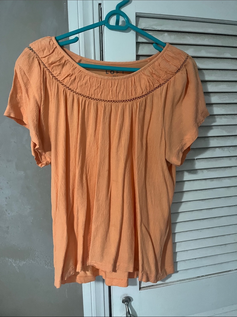LOFT Peach Short-Sleeve Peasant Blouse